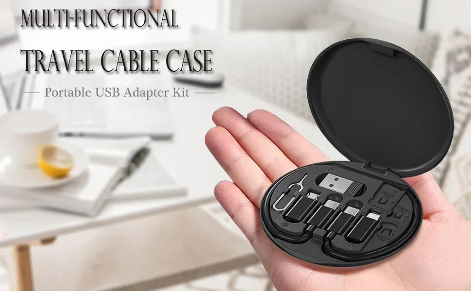 PD 60W Multifunctional USB Type C Data Cable Set Fast Charging For iPhone Xiaomi Samsung Charger Adapter Pin Storage Travel Box Beauty World Shop