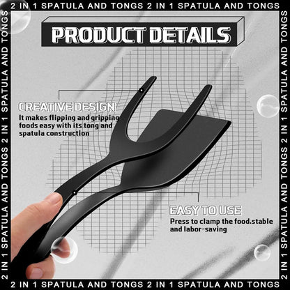 New 2 in 1 Grip Flip Spatula Tongs Egg Flipper Spatula Nylon Non Stick Coating Pancake Fish French Toast Omelet Making Tool Beauty World Shop