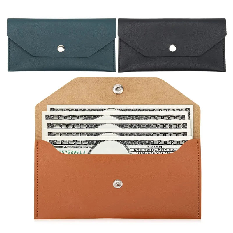 Ultra-thin Cash Envelope Wallet Wear-resistant PU Leather Money Binder Organizer Waterproof Pouch Name Card Holder Male Female Beauty World Shop