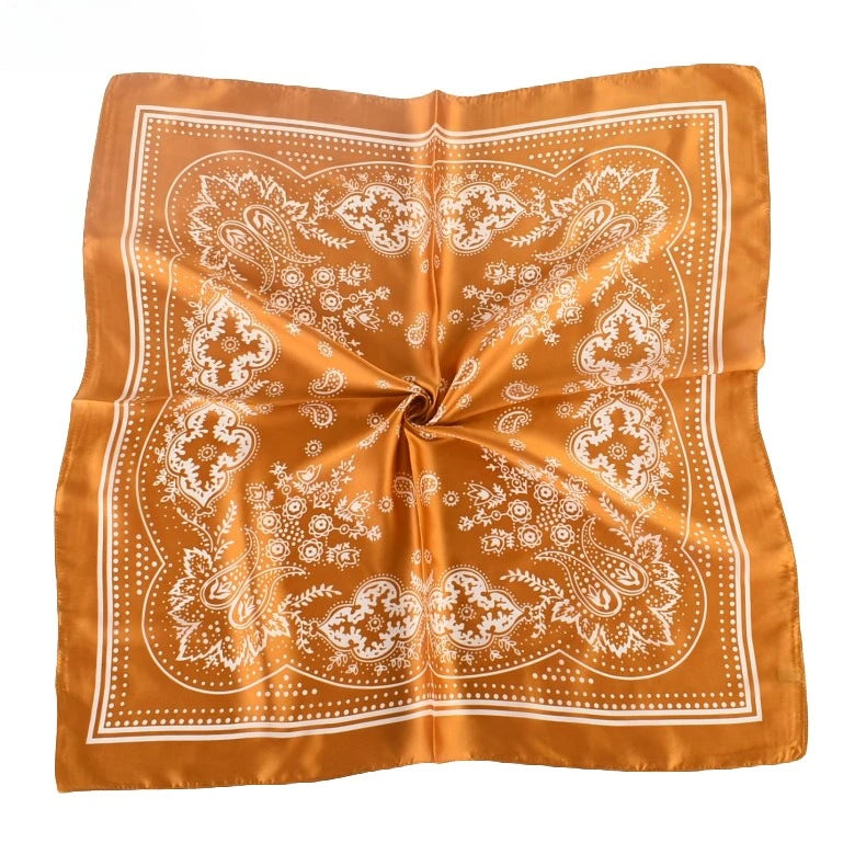 68cm Paisley Small Cashew Flower Scarf for Women Spring and Summer Thin Satin Square Scarf Retro Versatile Headscarf Shawl Beauty World Shop