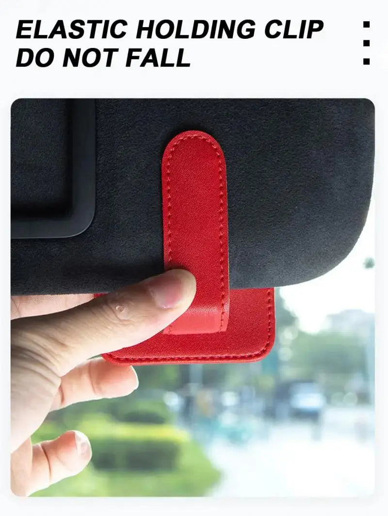 Multifunctional Pu Leather Car Sun Visor Glasses Holder Creative Sunshade Sunglasses Storage Case Magnetic Clip Pen Card Holder Beauty World Shop