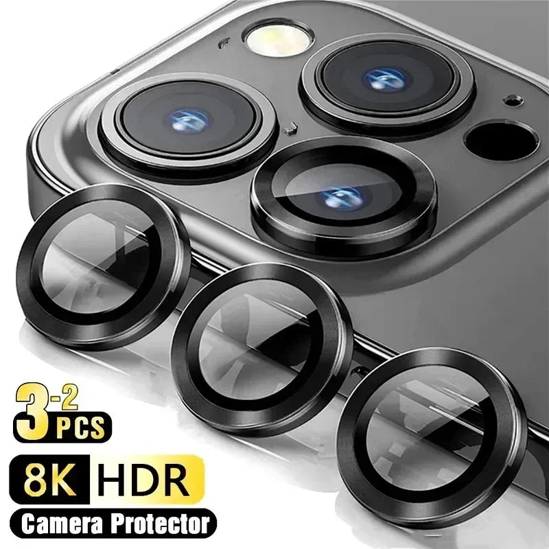 3-2pcs Camera Lens Protector For iPhone 12 13 14 15 Pro Max 13 Mini Metal Ring Protector Glass Camera Lens For iPhone 15 Pro Max Beauty World Shop