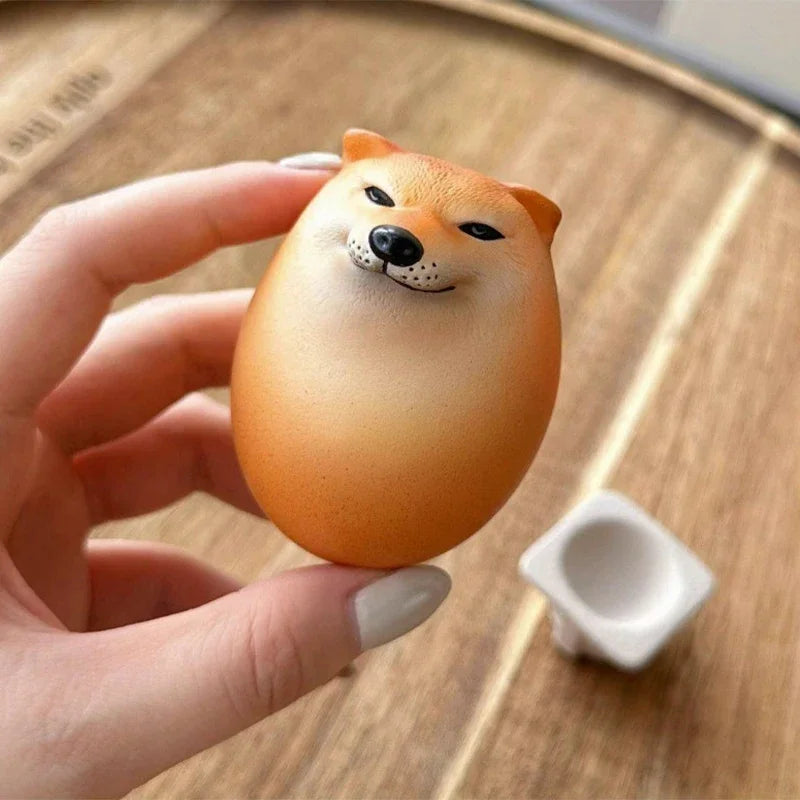 Creative Shiba Inu Realistic Egg Shape PVC Desk Decor Dog & Egg Union Decorations For Home Offices Fun Christmas Gifts Beauty World Shop