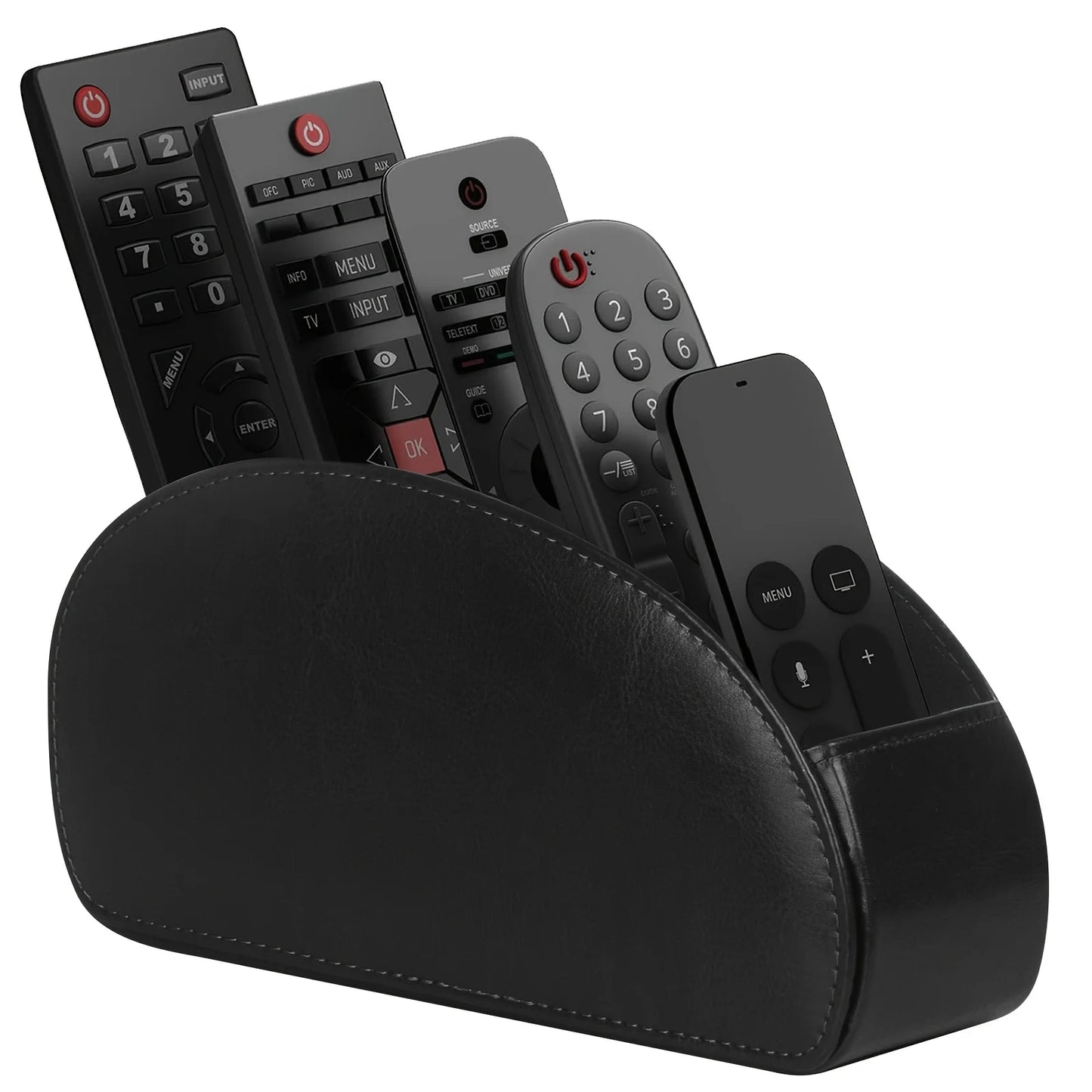 PU Leather Remote Control Holder5Compartments,Multi-Device Organizer for TV/DVD/Blu-Ray,Desk & DrawerStorageBoxHome&OfficeDecor Beauty World Shop