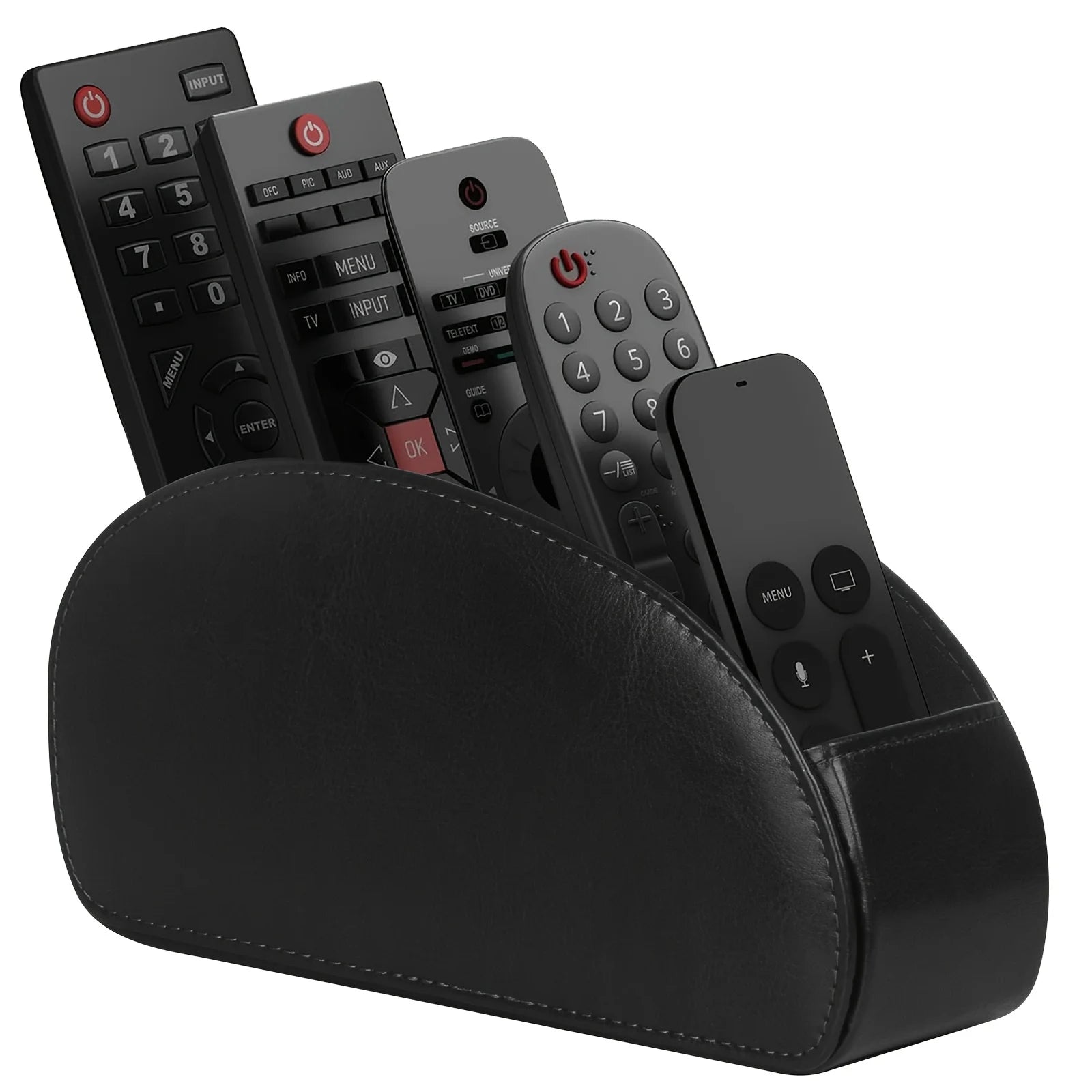 PU Leather Remote Control Holder5Compartments,Multi-Device Organizer for TV/DVD/Blu-Ray,Desk & DrawerStorageBoxHome&OfficeDecor Beauty World Shop