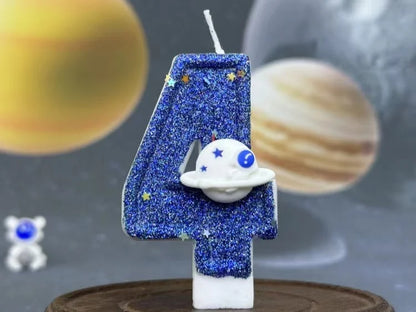 DIY Planet themed Spaceship 0-9 DIY digital candle Dark Blue Birthday candle Outer space themed party cake decoration Beauty World Shop