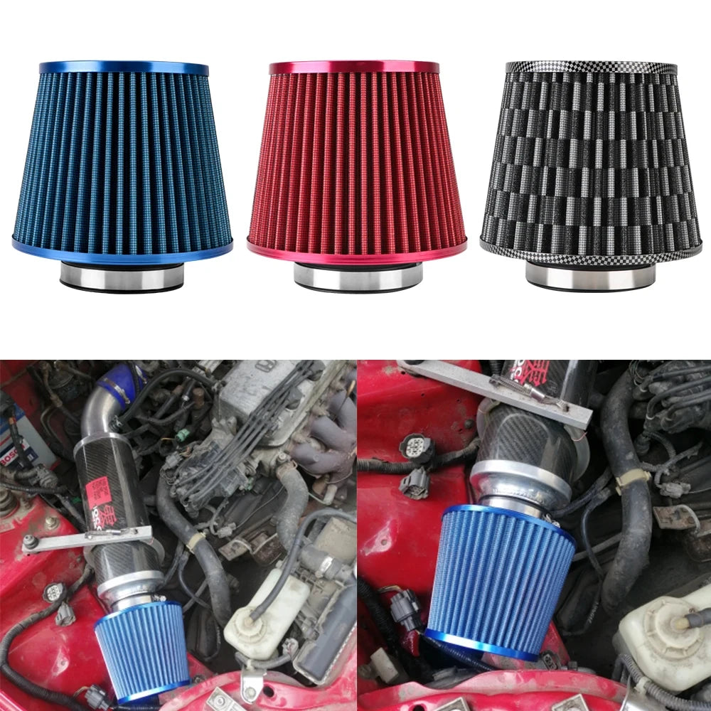 76MM 3 Inch Car Air Filters Vent Filter High Flow Intake Kit Mesh Cone Engine Protector Replacement Auto Accessories Universal Beauty World Shop