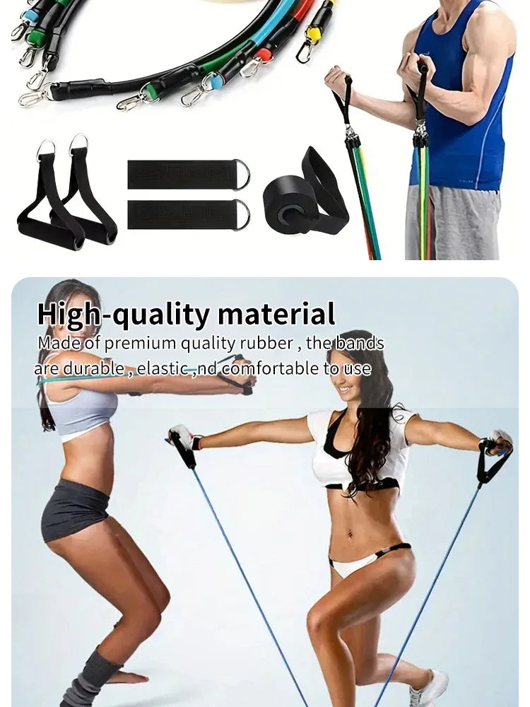 11PCS Fitness Bodybuilding Elastic Bands Pull Rope Workout Bands Resistance Bands Latex Tubes Pedal Excerciser Crossfit Fit Beauty World Shop