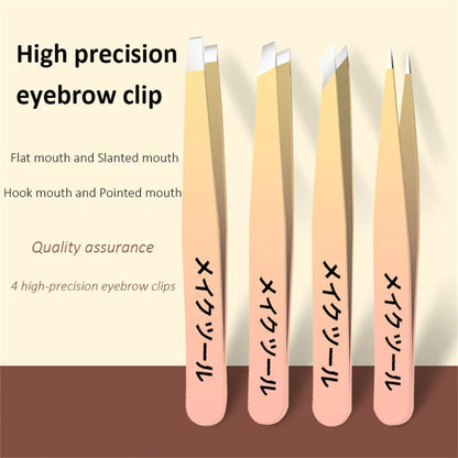 Ouriner Eyebrow Tweezers Set 4 Pcs Stainless Steel Eyebrow Forceps Professional Beauty Tool Set For Facial Hair Inward Growing Beauty Fashion