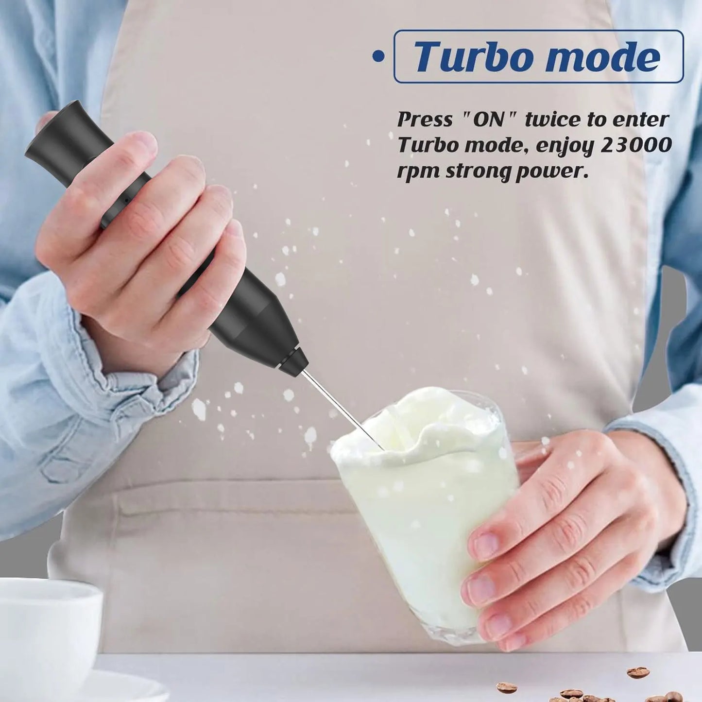 MINI Milk Frother USB Rechargeable 3 Speeds Foam Maker Coffee Whisk Mixer Electric Handle Blender Egg Beater Beauty World Shop