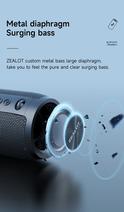 ZEALOT-S51PRO 40W High-power Bluetooth Speaker 3D Stereo Bass Bluetooth Speaker Portable IPX5 Waterproof Suitable TWS Boom Box
