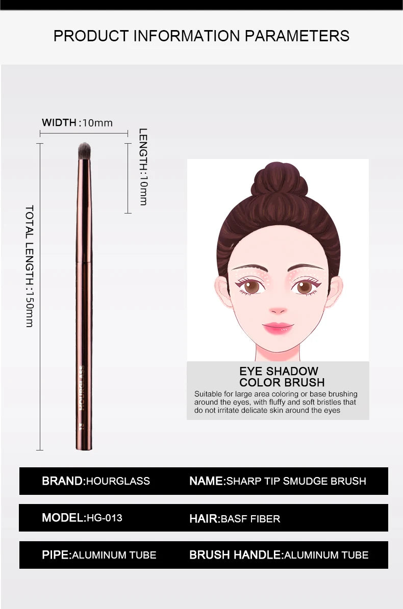 Hourglass Makeup Brush- No.13 Precision Smudge Brush Soft and Skin-friendly Fiber Hair Fashion Design Single Eye Brush Beauty World Shop