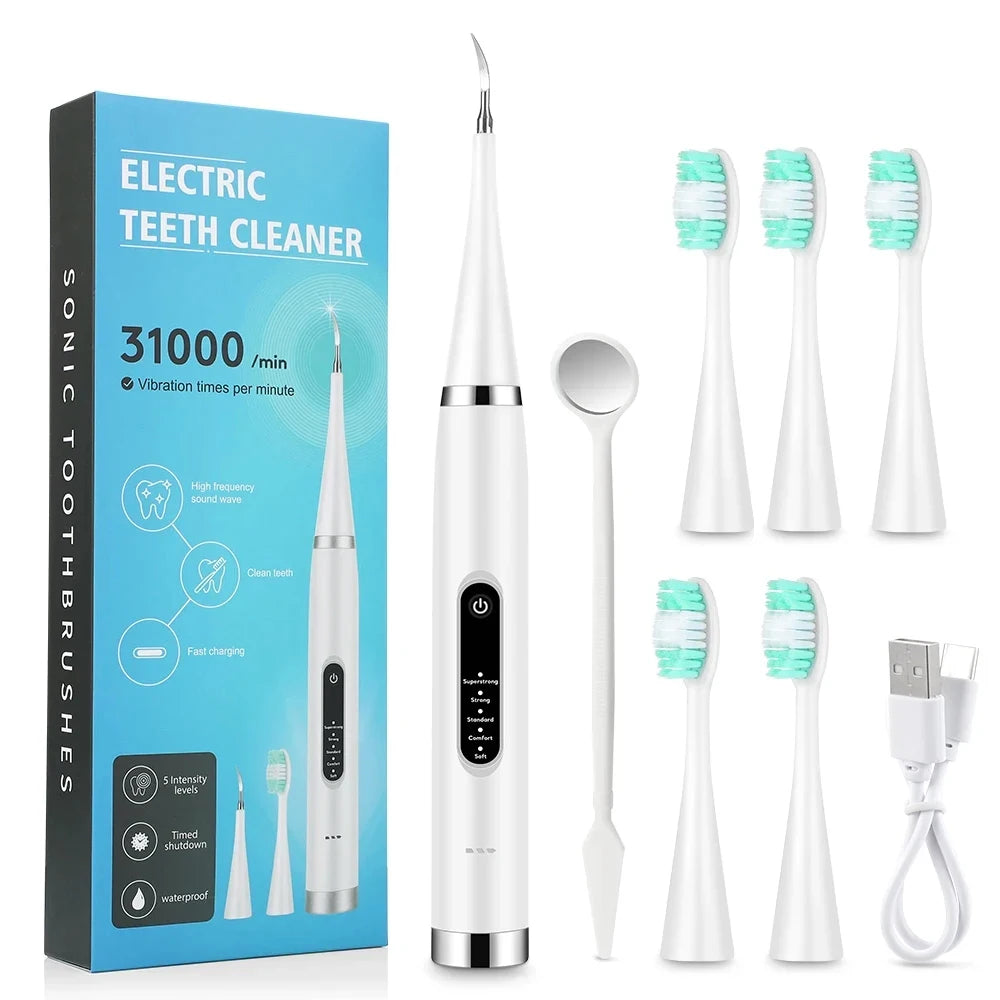 Electric Teeth Whitening Dental Calculus Scaler Plaque Coffee Stain Tartar Removal High Frequency Sonic Toothbrush Teeth Cleaner Beauty World Shop