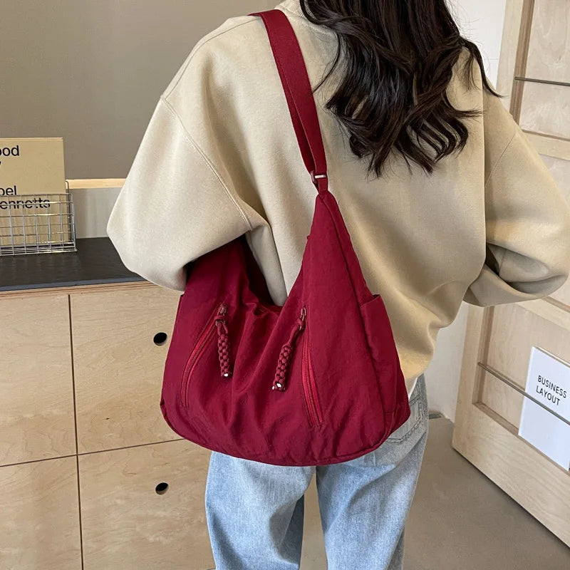 Trendy Women's Soft Cloth Shoulder Bag Solid Color Student 2026 Spring Y2k Casual Style Big Handbags Crossbody Bags for Women Beauty World Shop