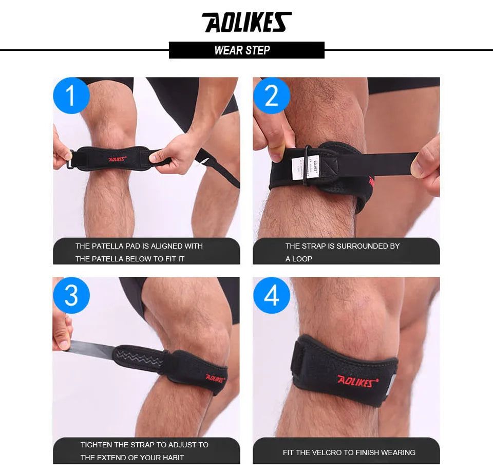 AOLIKES 1PCS Knee Braces for Knee Pain,Patella Knee Support Strap,Adjustable Patellar Tendon Stabilizer Band for Basketball Beauty World Shop