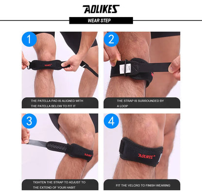 AOLIKES 1PCS Knee Braces for Knee Pain,Patella Knee Support Strap,Adjustable Patellar Tendon Stabilizer Band for Basketball Beauty World Shop