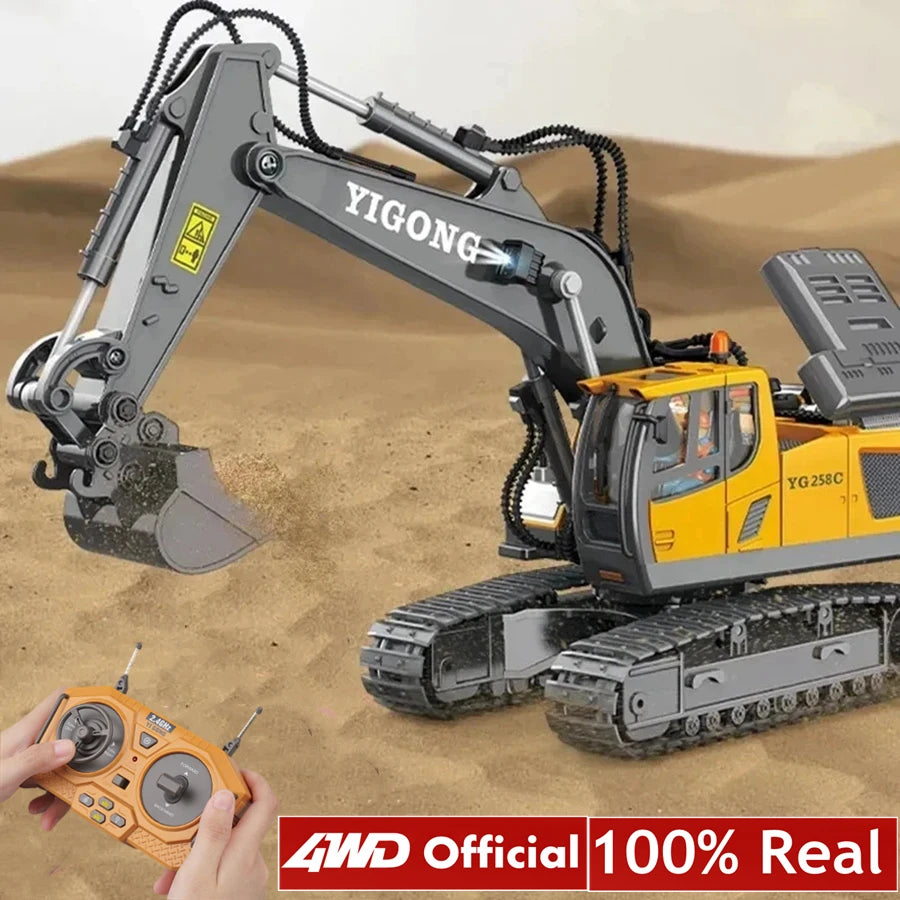 4WD Remote Control Excavator 4x4 Alloy Dump Truck Bulldozer Radio Model RC Car Construction Vehicle Toy Children Kids Gifts Beauty World Shop