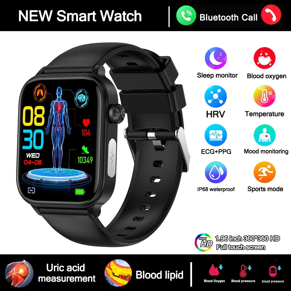 2025 New 24-Hour Health Monitoring Smart Watch Men Uric Acid Blood Lipids Heart Rate Bluetooth Call Smartwatch Women Beauty World Shop