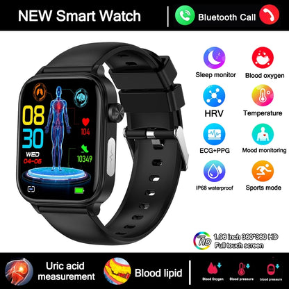 2025 New 24-Hour Health Monitoring Smart Watch Men Uric Acid Blood Lipids Heart Rate Bluetooth Call Smartwatch Women Beauty World Shop