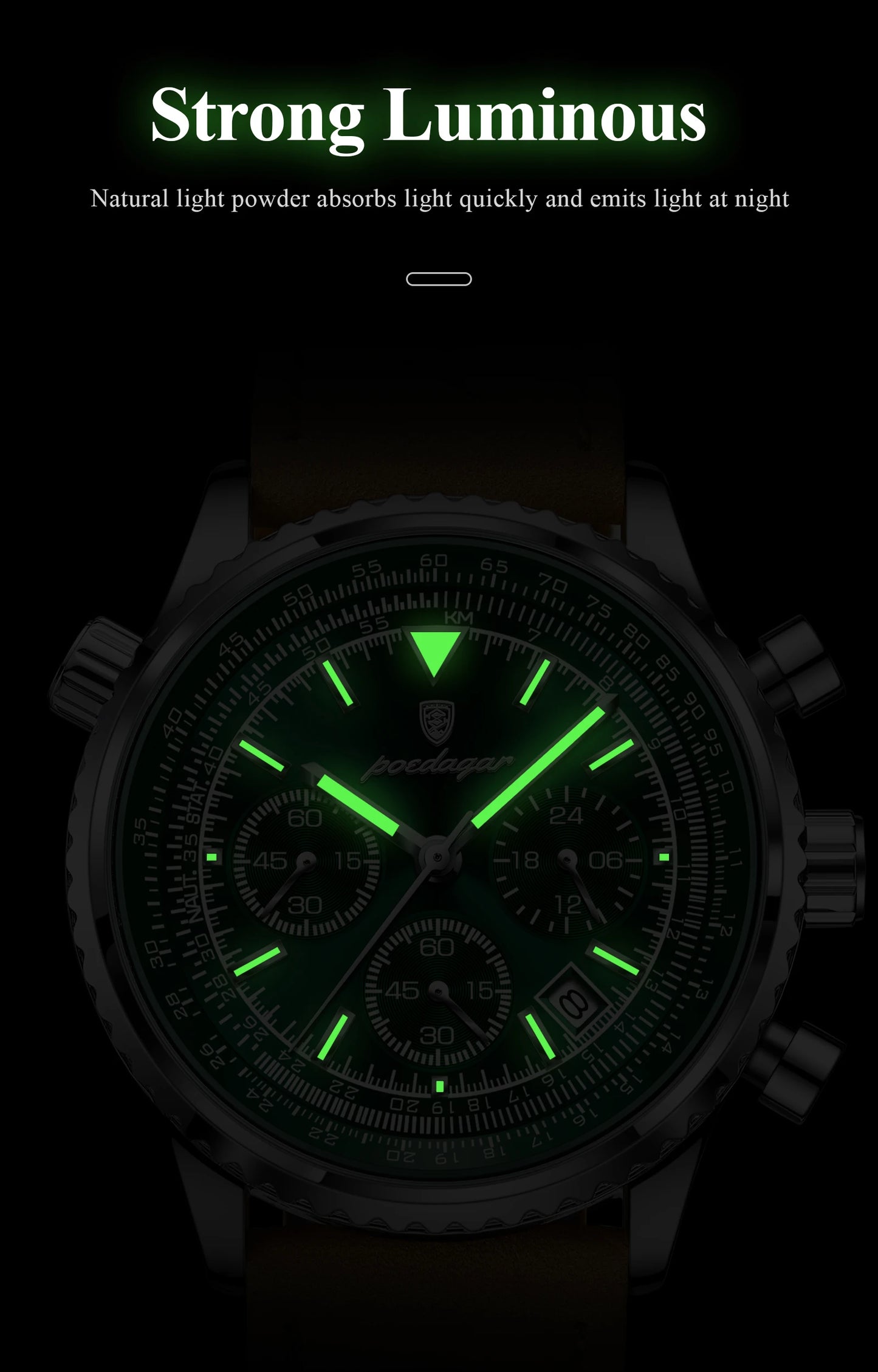 POEDAGAR Luxury Business Men's Watch Waterproof Luminous Date Chronograph Leather Man Clock Fashion Quartz Watches For Men Reloj Beauty World Shop