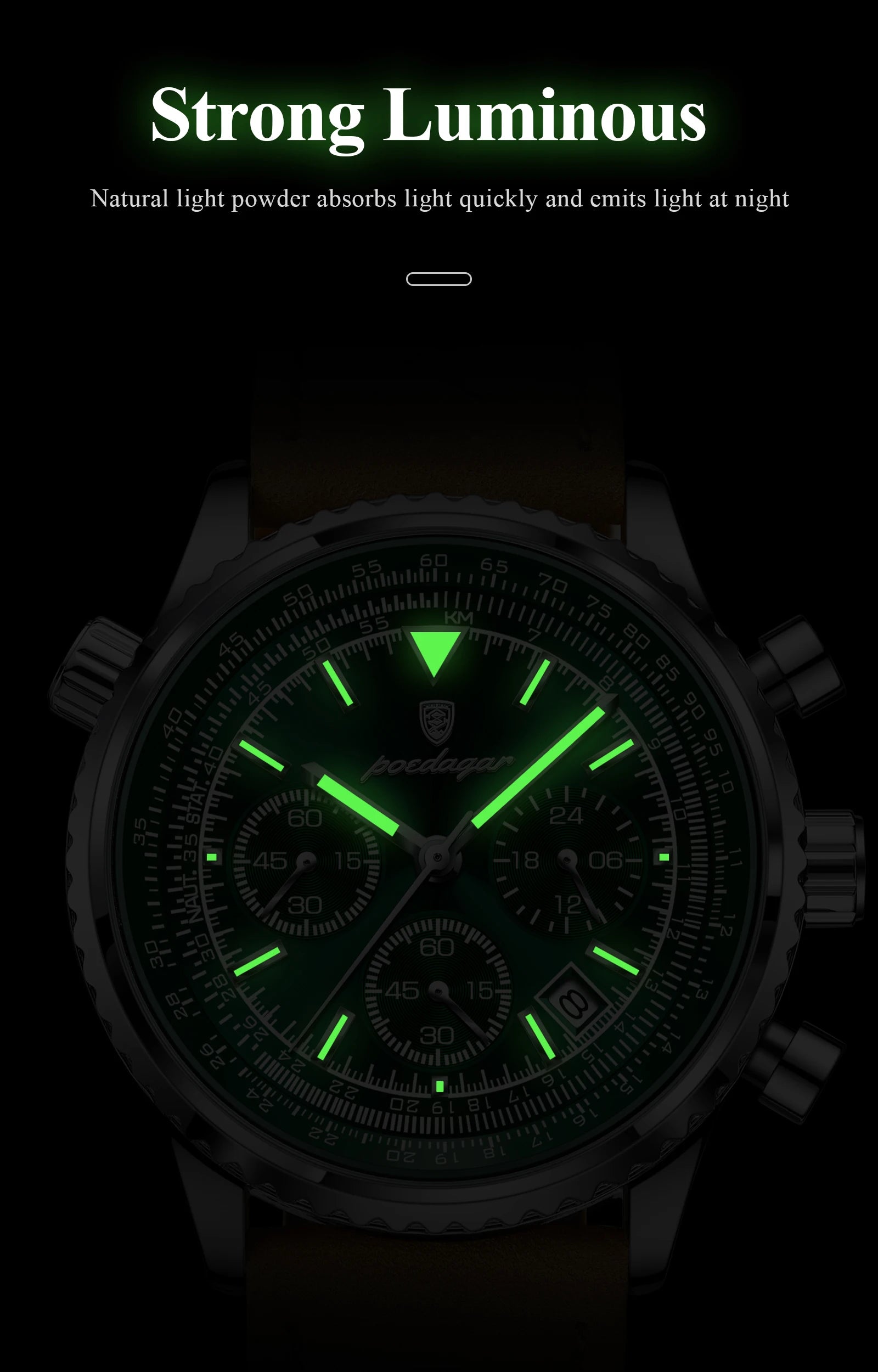 POEDAGAR Luxury Business Men's Watch Waterproof Luminous Date Chronograph Leather Man Clock Fashion Quartz Watches For Men Reloj Beauty World Shop