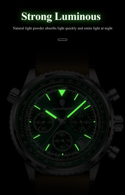 POEDAGAR Luxury Business Men's Watch Waterproof Luminous Date Chronograph Leather Man Clock Fashion Quartz Watches For Men Reloj Beauty World Shop