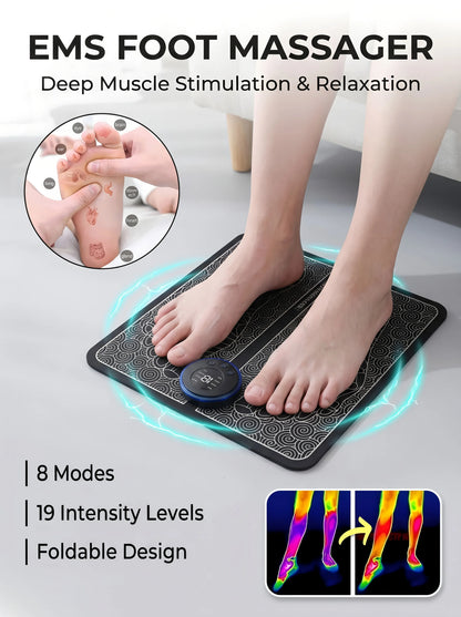 EMS Foot Massager Rechargeable Massage Pad Foot Relaxation Pad Electric Foot Massage Tools Promote Blood Circulation Beauty World Shop