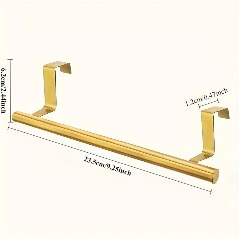 1pcs Modern Stainless Steel Towel Bar Easy-Install No-Drill Rust-Resistant Single-Rod Wall-Mounted Towel Holder Golden Finish Beauty World Shop