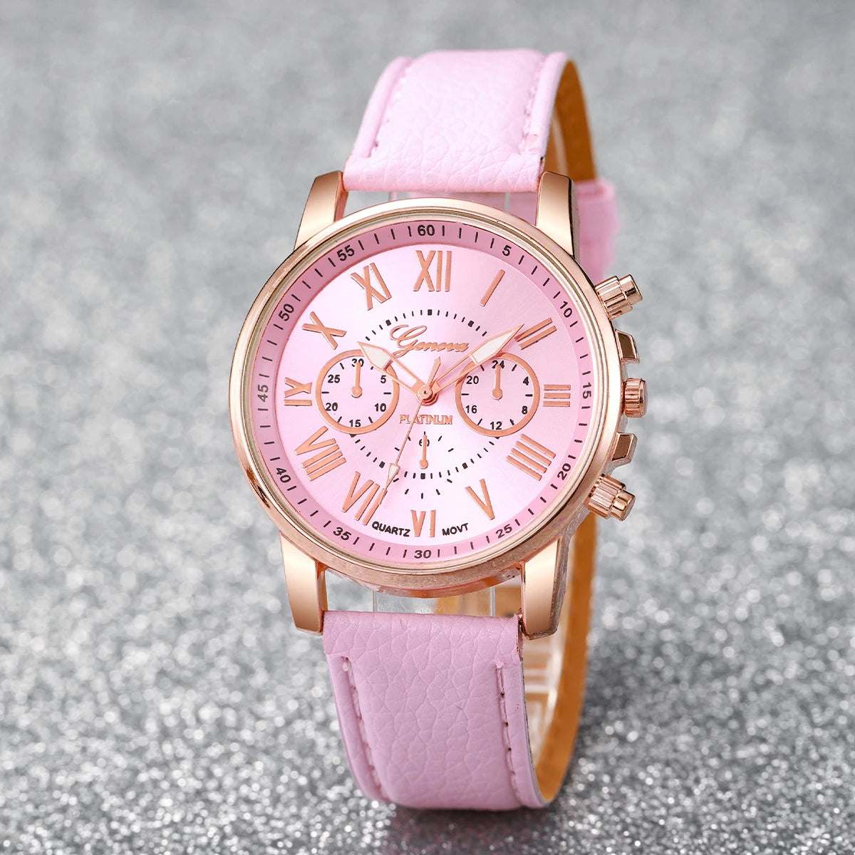 5/6PCS Fashion Women's Quartz Watch Leather Band Analog Wrist Watches Heart Rhinestone Jewelry Set(Without Box) Beauty World Shop