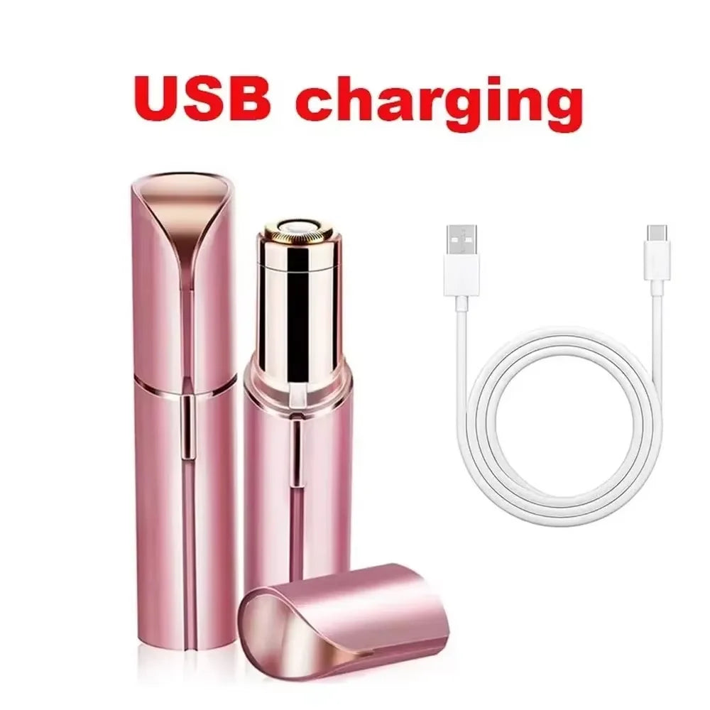 1pc Rechargeable 2-In-1 Eyebrow Razor And Hair Shaver With LED Light - Painlessly Remove Peach Fuzz, Facial Hair, Eyebrows, Lips Beauty World Shop