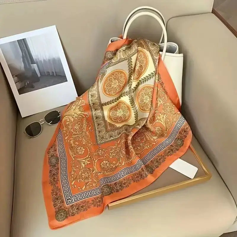 Silky 68x68cm Square Scarf – Stylish & Soft, Multipurpose Head Cover & Elegant Neck Wrap Stylish Print, Silky Soft & Versatile Beauty World Shop