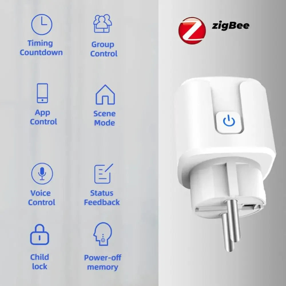 Zigbee Smart Plug 20A EU Smart Socket With Power Monitoring Timing Function Voice Control Via Alexa Google Home Yandex Beauty Fashion