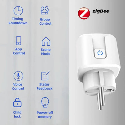 Zigbee Smart Plug 20A EU Smart Socket With Power Monitoring Timing Function Voice Control Via Alexa Google Home Yandex Beauty Fashion
