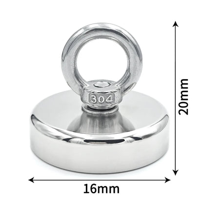 D16~D42mm Super Strong Neodymium Fishing Hook N52 Heavy Duty Rare Earth Neodymium with Countersunk Hole Eyebolt Salvage Magnetic Beauty World Shop