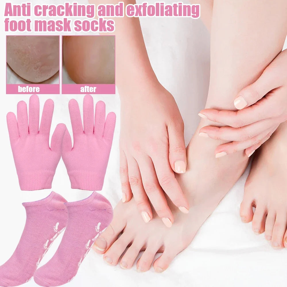 Silicone Moisturizing Mask Socks Reusable Exfoliating Anti Crack Protective Gloves Dry Dead Skin Remover Tools Hand Foot Care Beauty World Shop