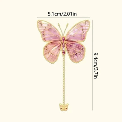 Mini Cute Butterfly Metal Bookmark With Chain And Gold Foil Design, Butterfly Book Page Holder, Vintage Bookmark To Aid Reading Beauty World Shop