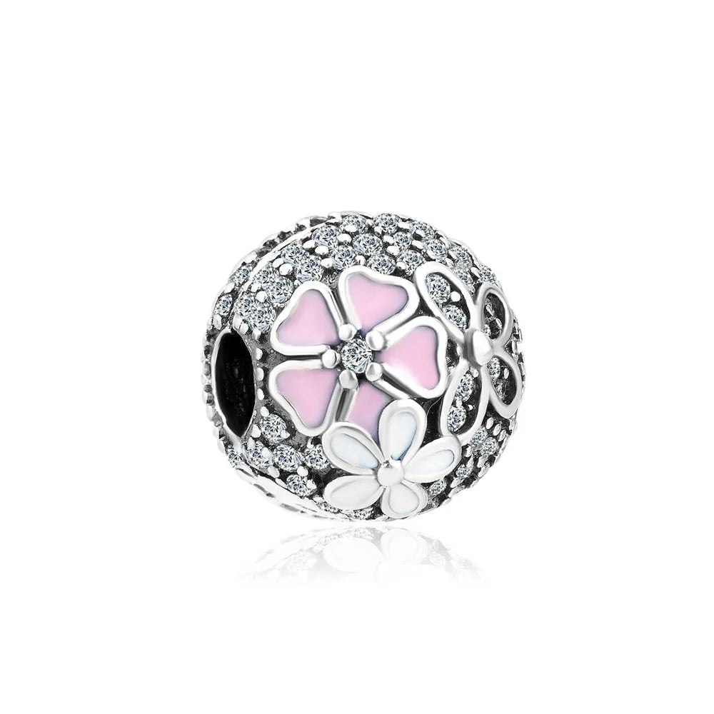 2025 Hot selling 925 Silver Pink Bird Moon Pendant Suitable for European Bracelets DIY Accessories Women's Charm Jewelry Gifts Beauty World Shop
