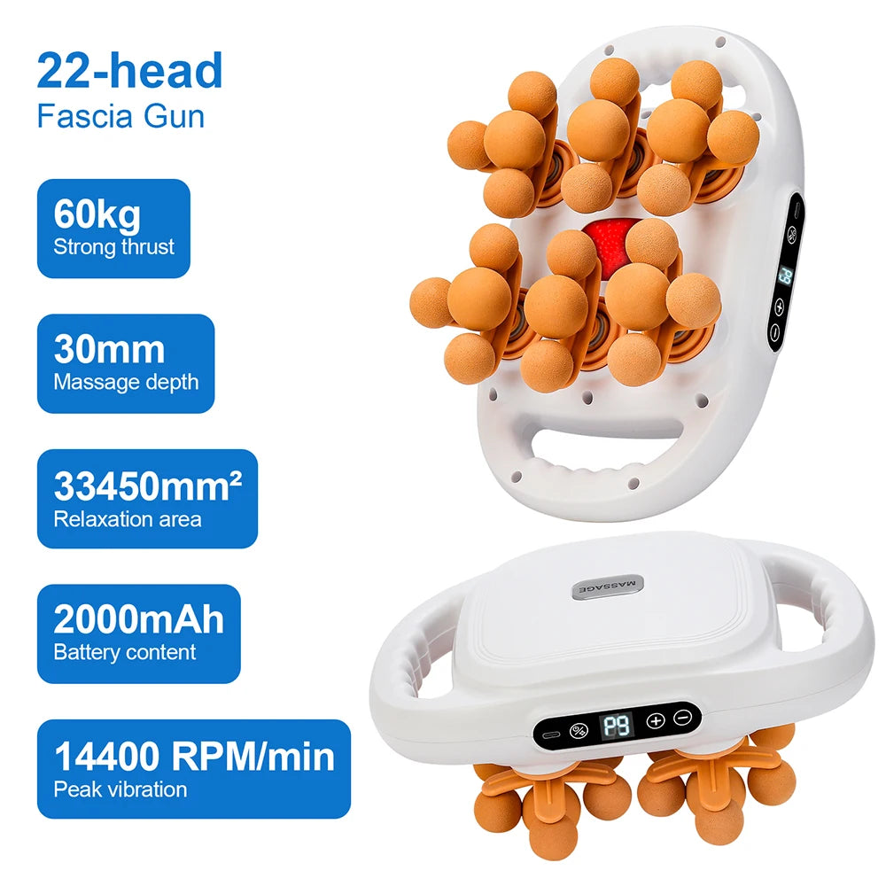 42-Heads Fascia Gun High-Frequency Vibration Body Massage Gun Back and Waist Massager Neck Shoulder Massager Muscle masajeador Beauty World Shop