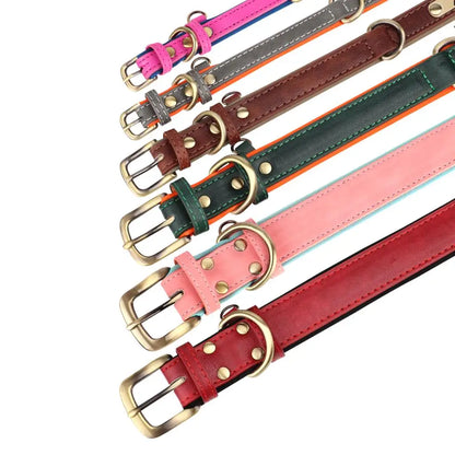 Customized Leather Dog Collar Leash Set Soft Padded Leather Collar For Small Medium Large Dogs With Free Engraved Nameplate Beauty World Shop