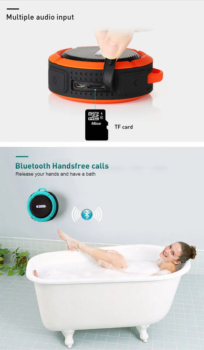 C6 Portable Wireless Bluetooth Speaker Waterproof Suction Cup Outdoor Sport Sound Box Mini Subwoofer Audio TF Mobile Loudspeaker