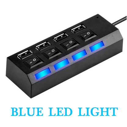 High Speed 4/7 Ports USB HUB 2.0 Adapter Expander Multi USB Splitter Multiple Extender with LED Lamp Switch for PC Laptop Beauty World Shop