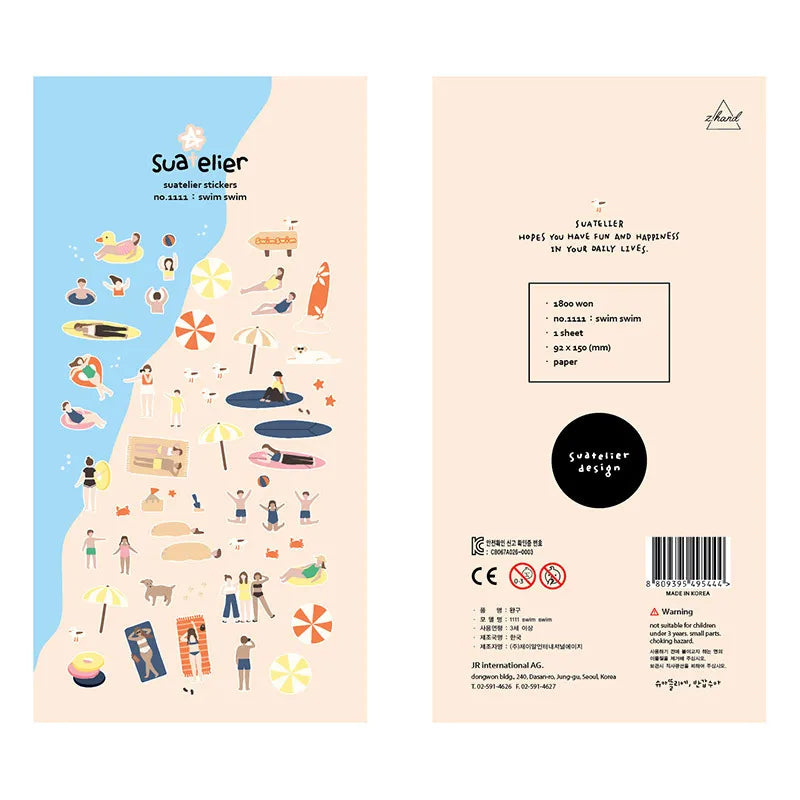 Korean Brand Suatelier Collection Daily Food Vlog Stickers DIY Scrapbooking Journey Diary Stationery Stickers Supplies Beauty World Shop