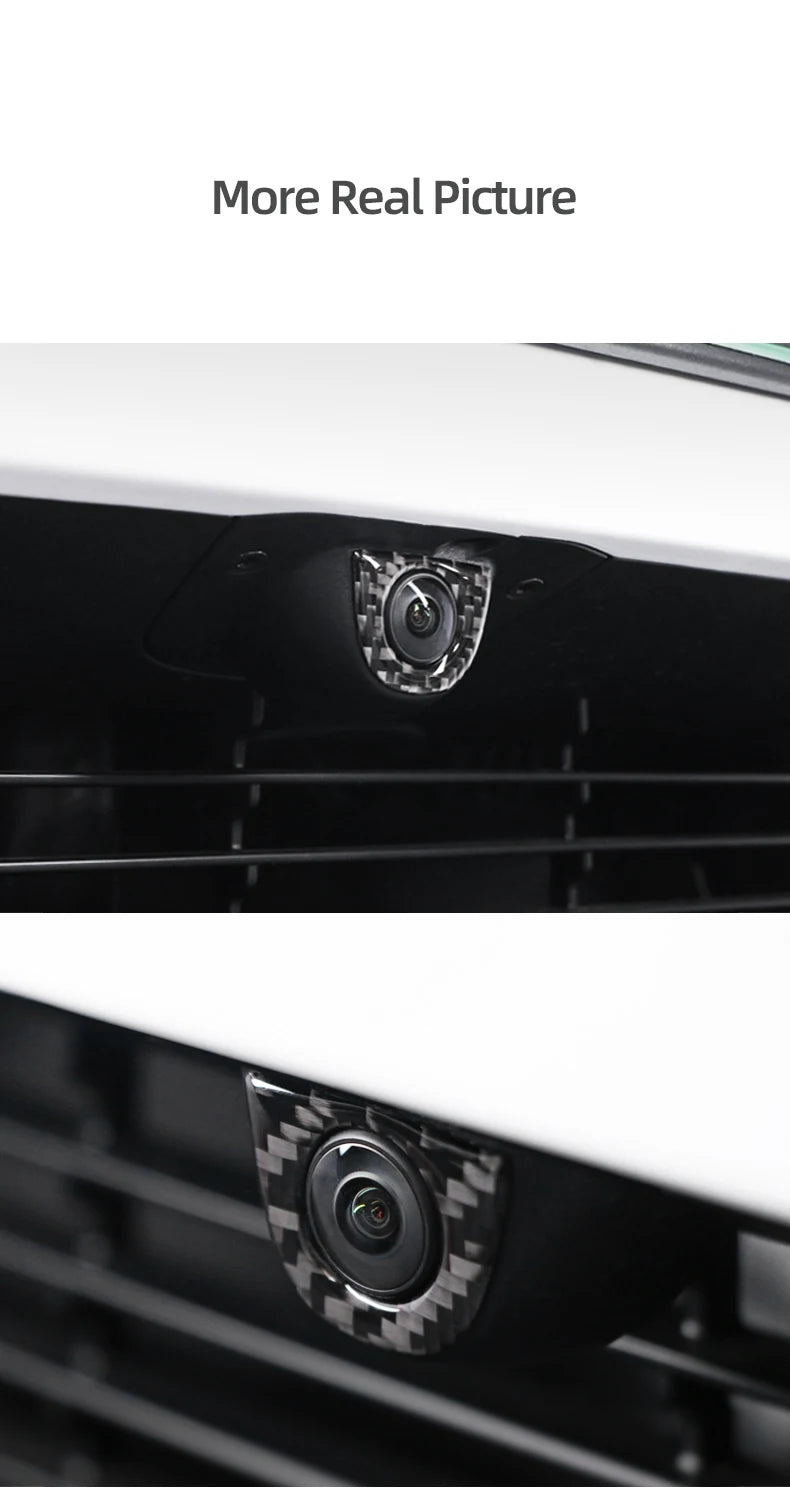 For Tesla Model Y Juniper 2025- Carbon Fiber Car Styling Head Front Camera Protector Stickers Trim Auto Decoration Accessories Beauty World Shop