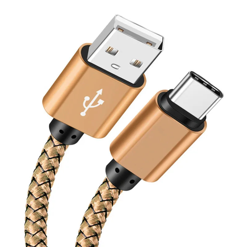 USB A to Type C Charging Cable 2A Fast Charger Nylon Data Cable 1M 2M 3M For Iphone Android Huawei Samsung TypeC Charging Device Beauty World Shop