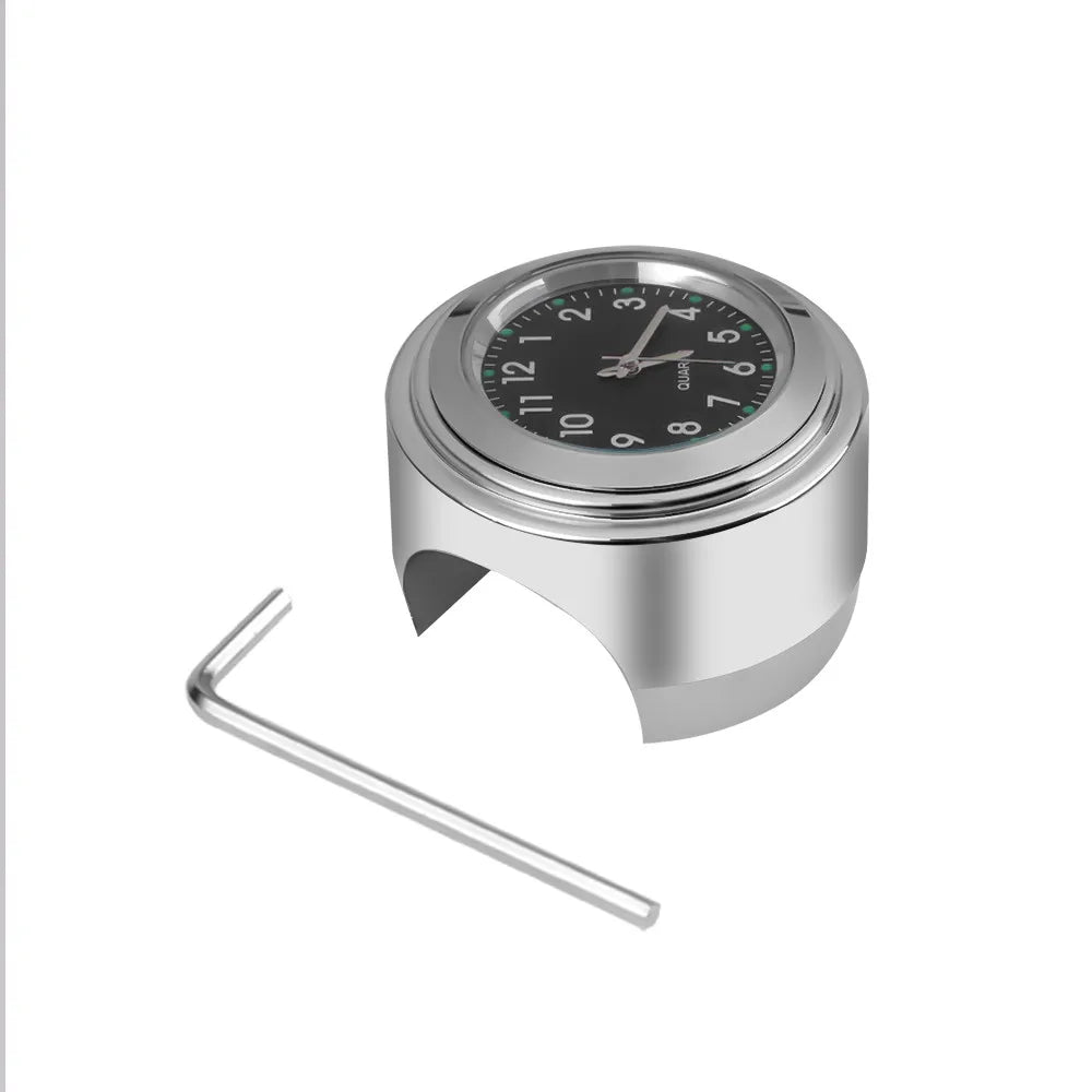 Aluminum Luminous Quartz Watch 22-25mm Motorcycle Scooter Bicycle Handlebar Mount Clock Time Display Clock Moto Accessories Beauty World Shop