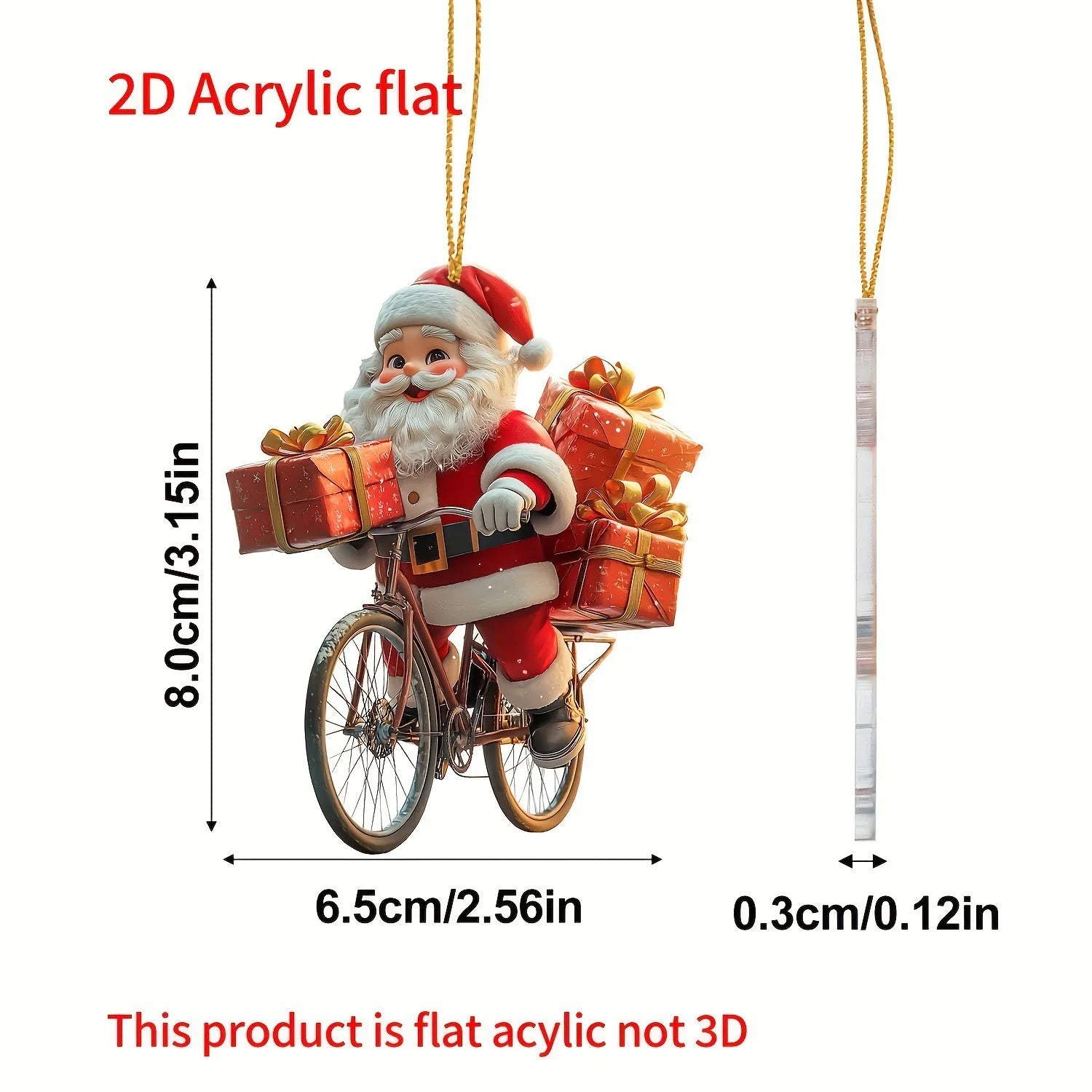 2d Acrylic Winter Decorative Hanging Cartoon Santa Claus Bicycle Gifts Christmas Pendants Christmas Tree Decoration Beauty World Shop