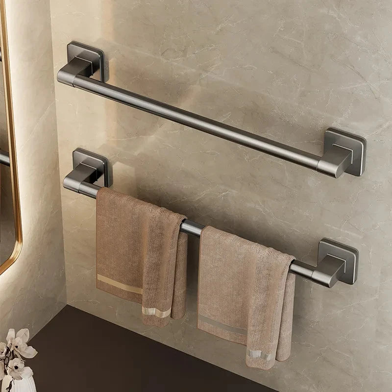 Non perforated suction cup wall mounted towel rack, bathroom storage rack, bathroom horizontal bar towel rack Beauty World Shop