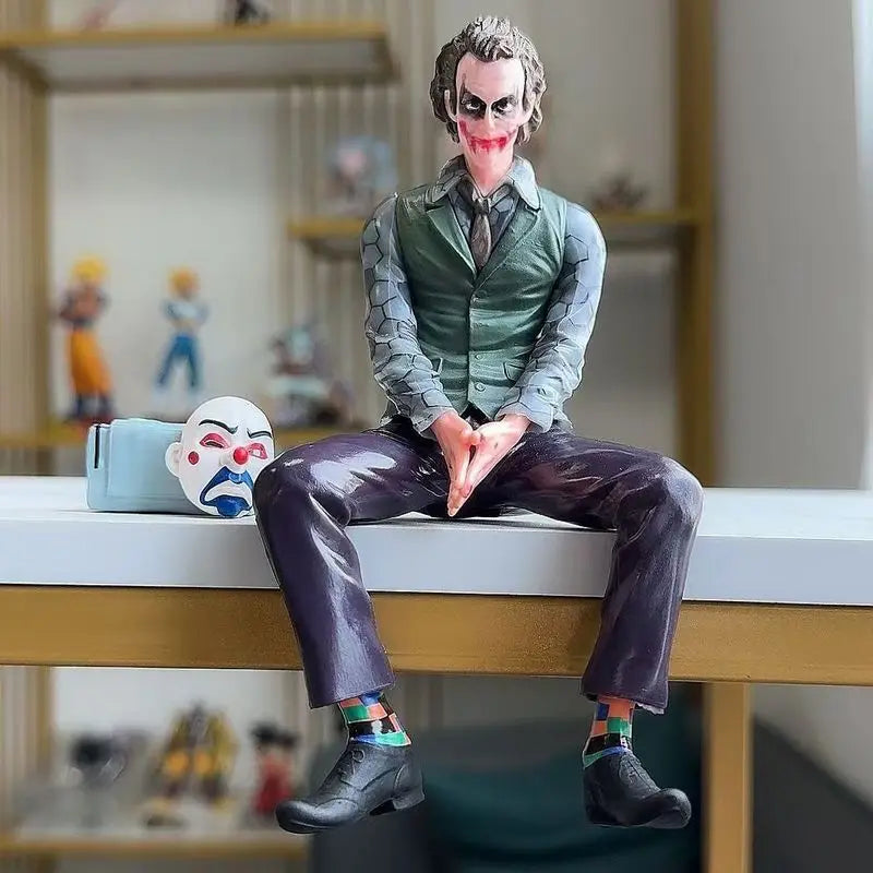16cm Joker Heath Ledger Action Figure Sitting Green Suit Handheld Joker Mask Doll Desktop Decoration Model Toy Christmas Gift Beauty World Shop