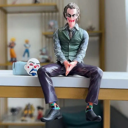 16cm Joker Heath Ledger Action Figure Sitting Green Suit Handheld Joker Mask Doll Desktop Decoration Model Toy Christmas Gift Beauty World Shop