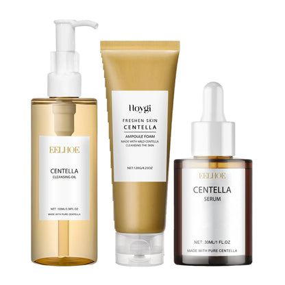 Centella Facial Care Combo Gentle Soothing Makeup Remover Oil Centella Cleanser Centella Serum Set for Sensitive Skin Daily Care Beauty World Shop